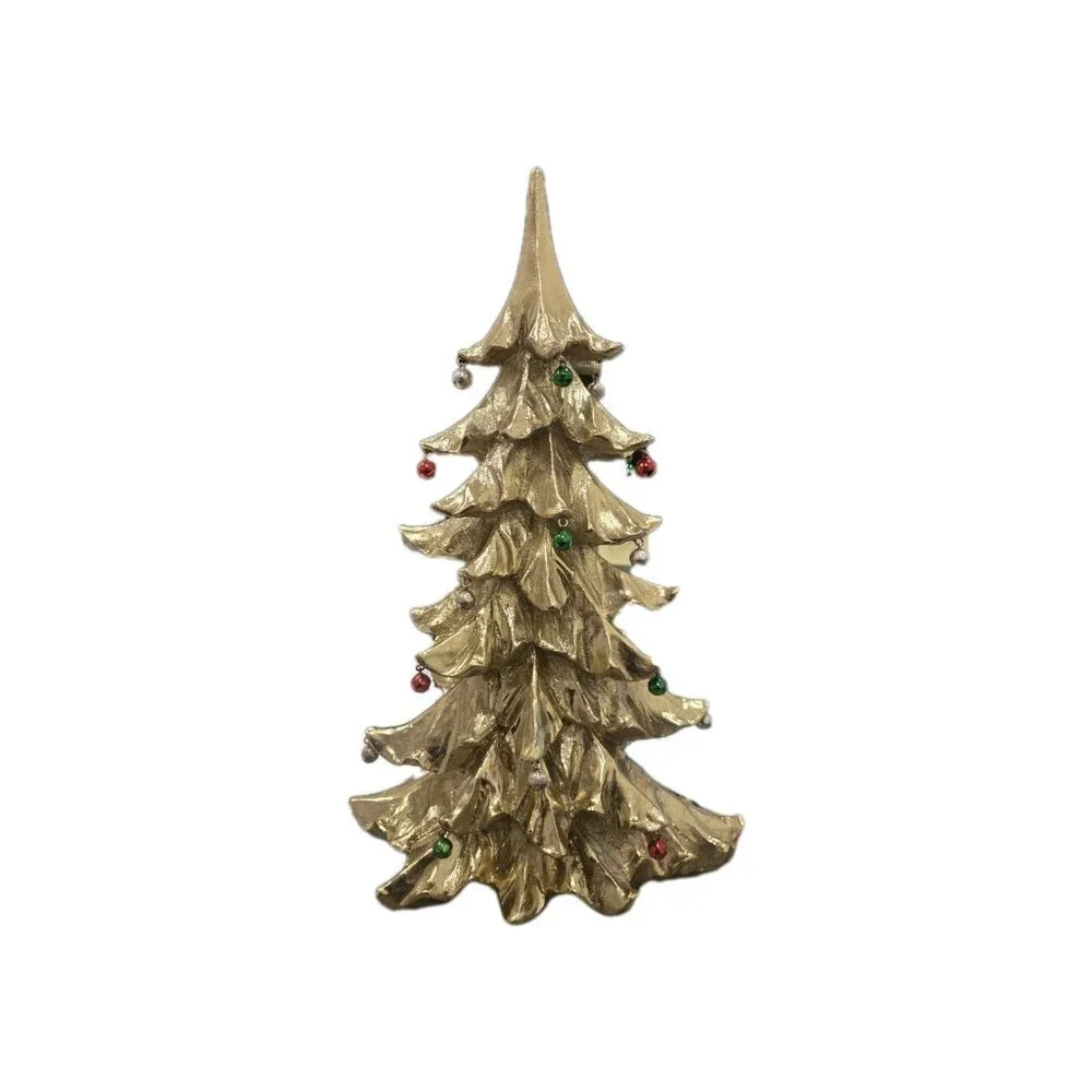 New Large Gold Holiday Christmas Tree W/ Ornaments Figure Room Decor - Picture 2 of 2
